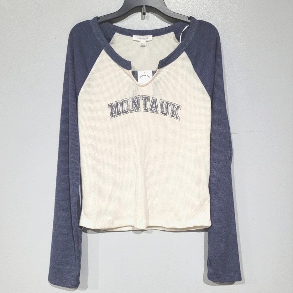 Montauk NY Waffle Thermal Longsleeve Shirt, Juniors Size Large